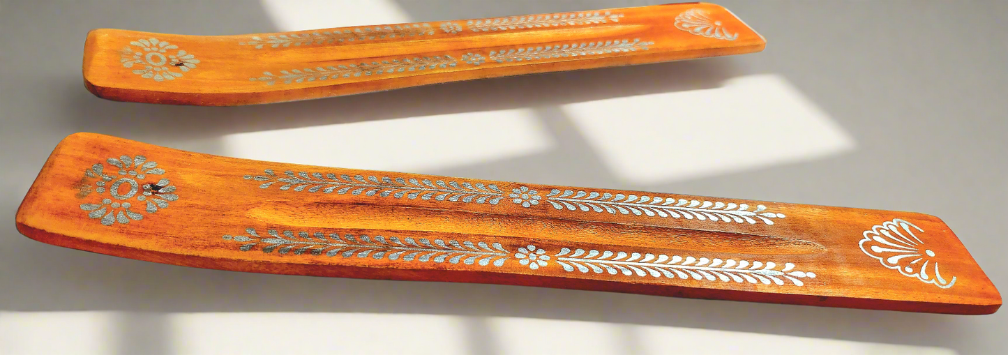 Porte-encens bois orange