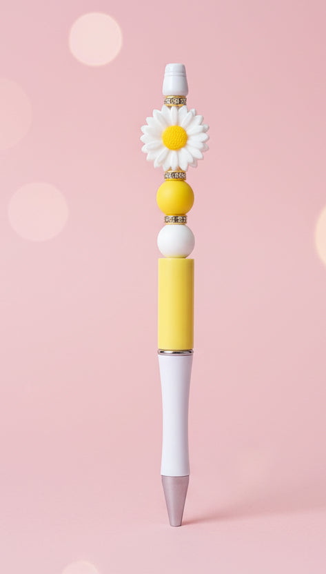 Stylo Jaune et Blanc "Fleur"