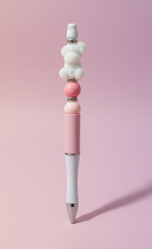 Stylo Rose et Blanc "Nounours"